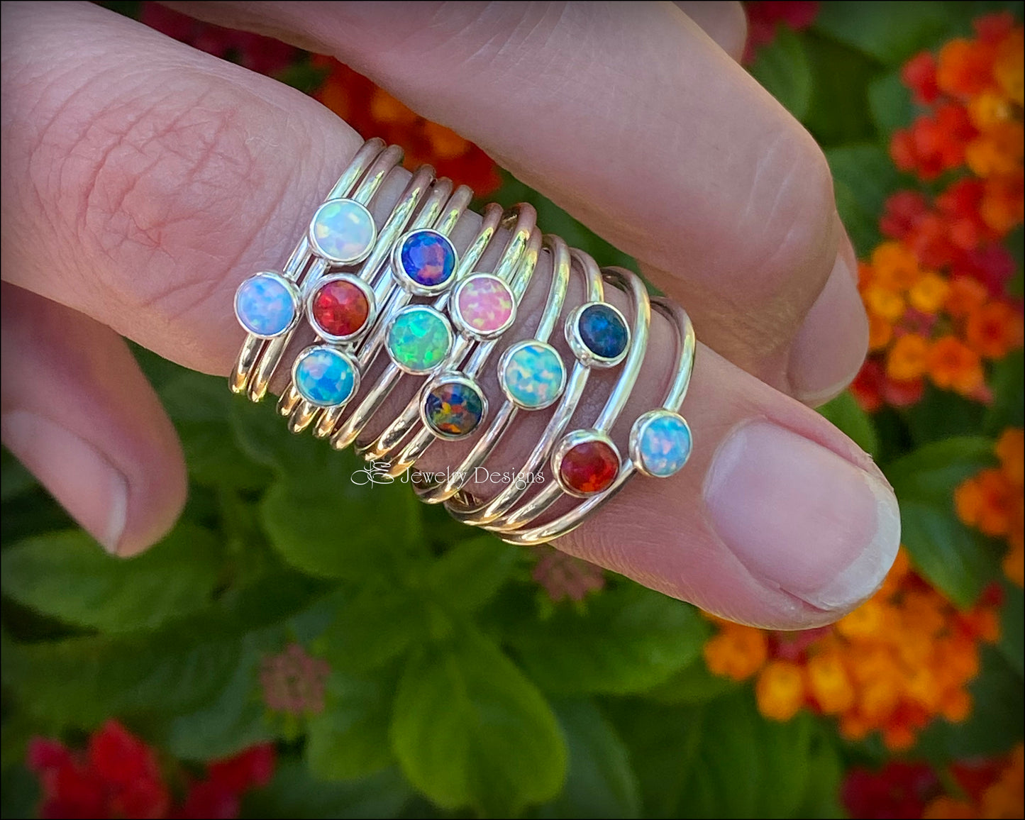 Silver Opal Stacking Ring - (4mm) - LE Jewelry Designs
