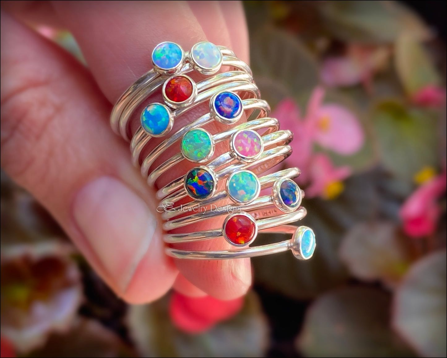 Silver Opal Stacking Ring - (4mm) - LE Jewelry Designs