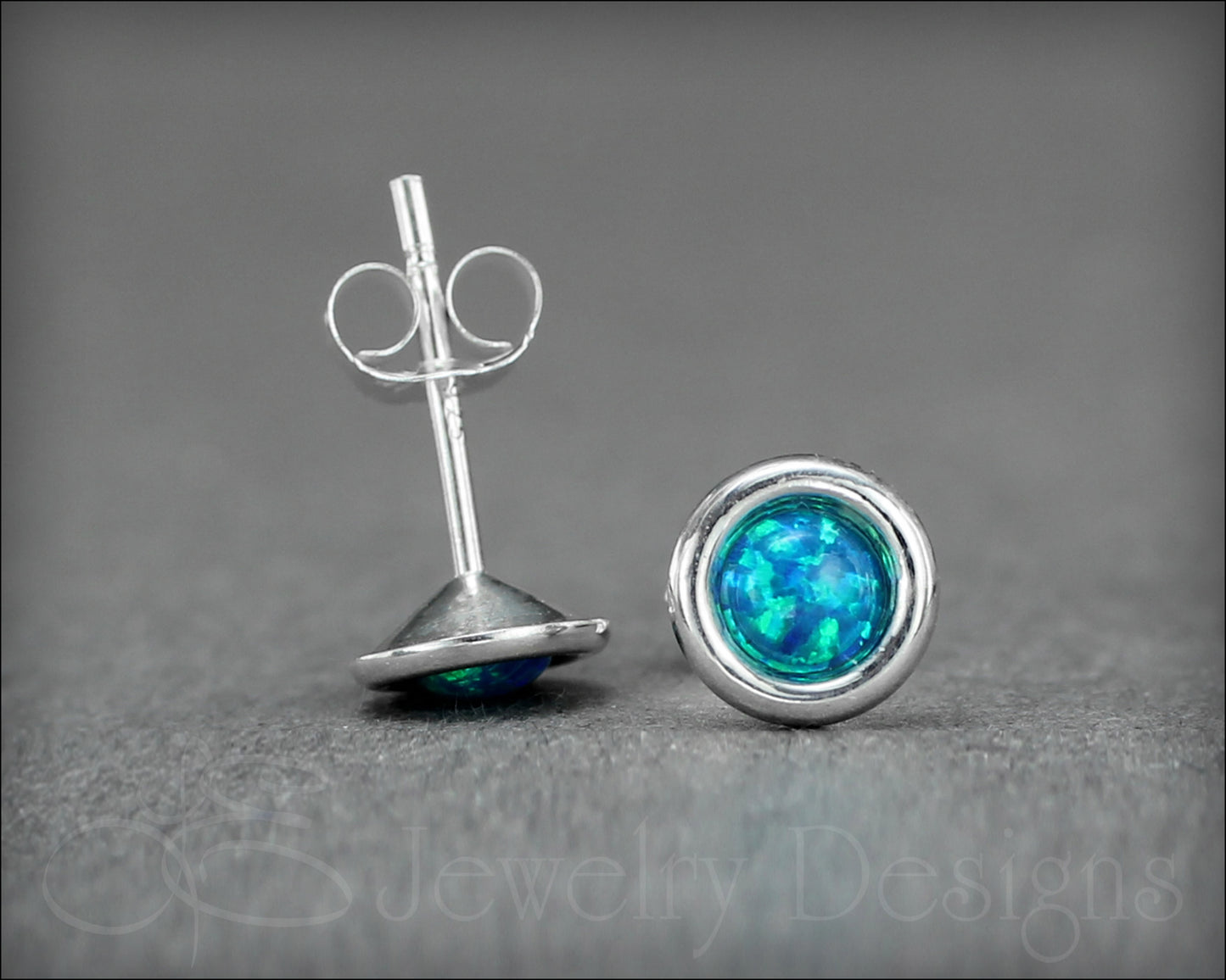 Sterling Silver Opal Saucer Stud Earrings (6mm) - LE Jewelry Designs