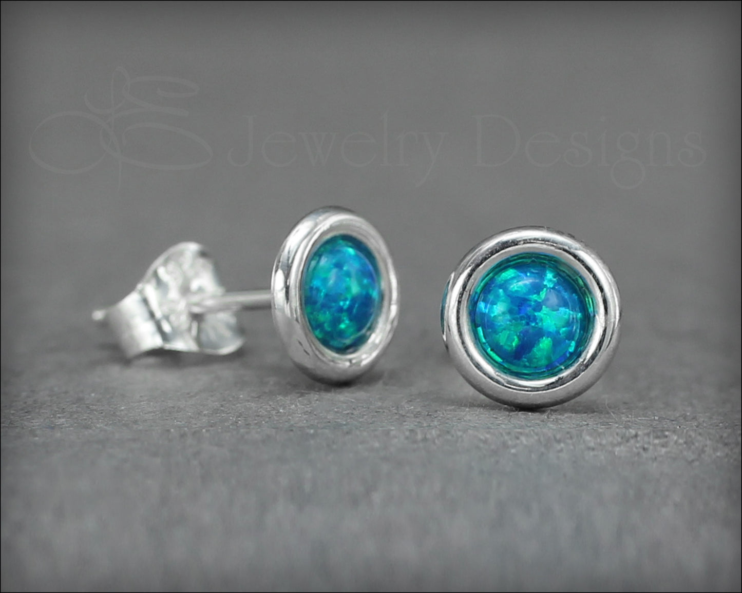 Sterling Silver Opal Saucer Stud Earrings (6mm) - LE Jewelry Designs
