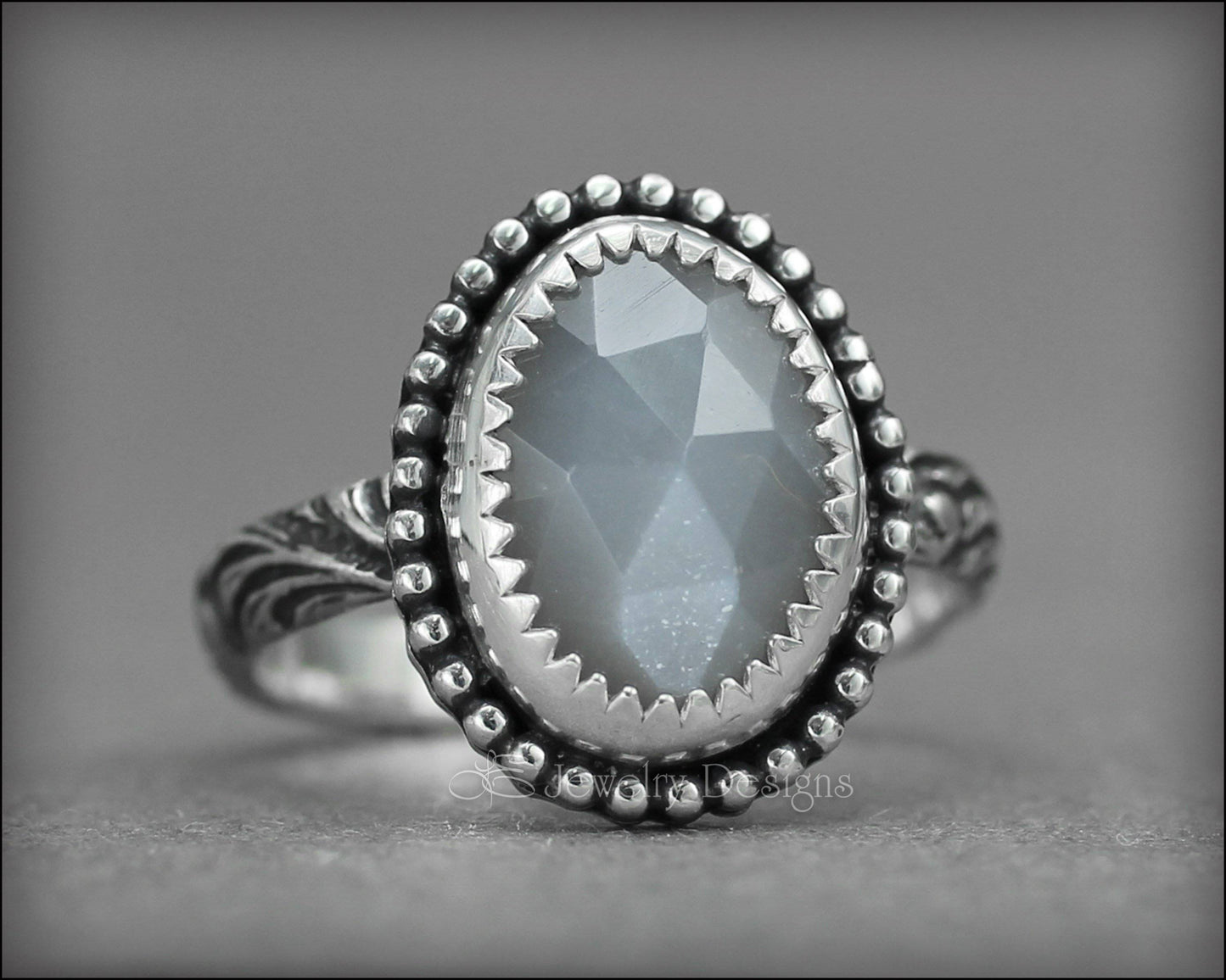 Grey Rose Cut Moonstone Ring - LE Jewelry Designs