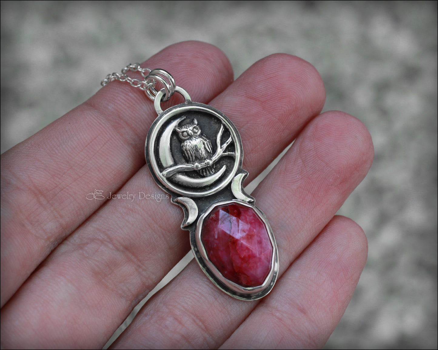 Sterling Silver Owl & Moon Artisan Pendant - LE Jewelry Designs