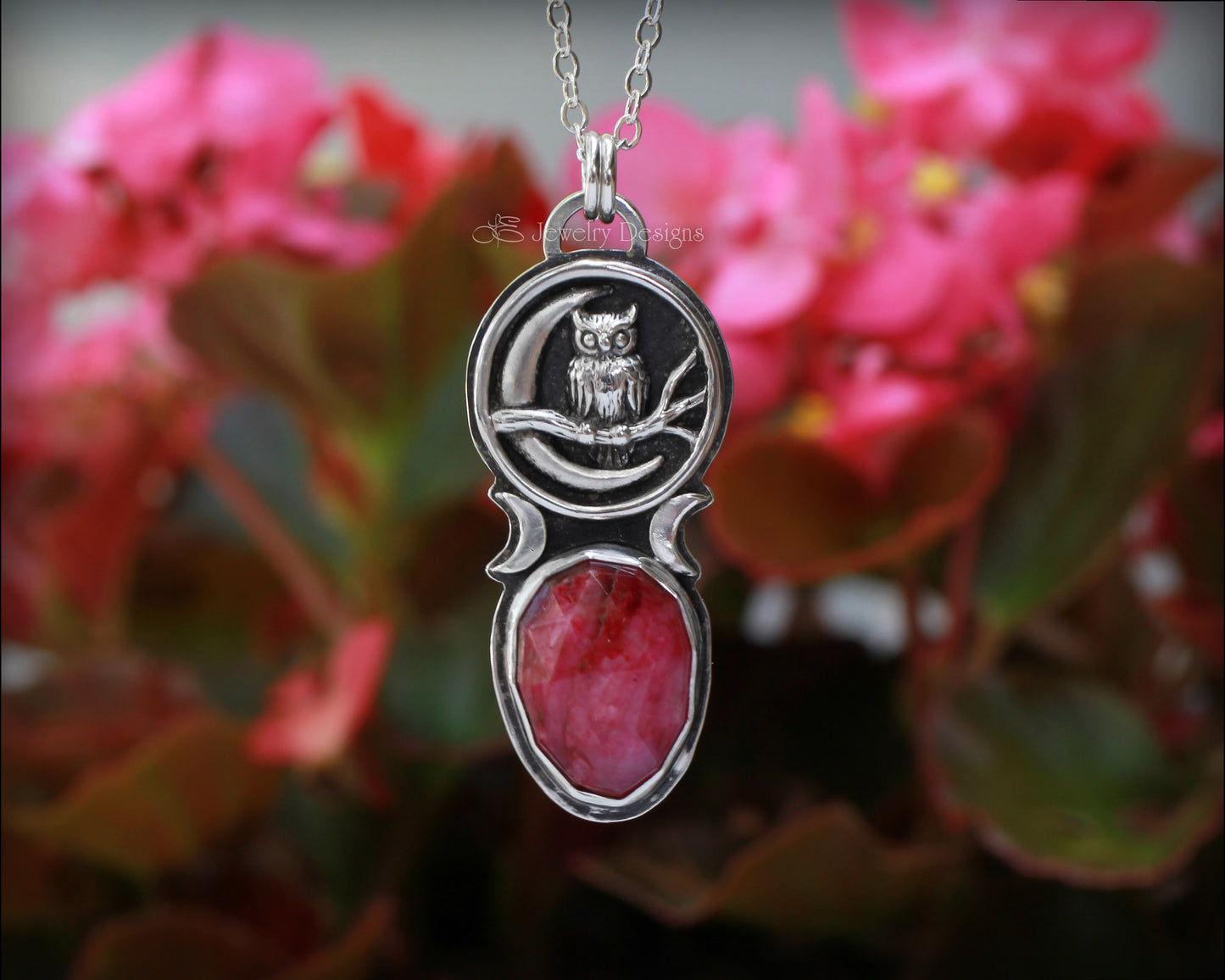 Sterling Silver Owl & Moon Artisan Pendant - LE Jewelry Designs