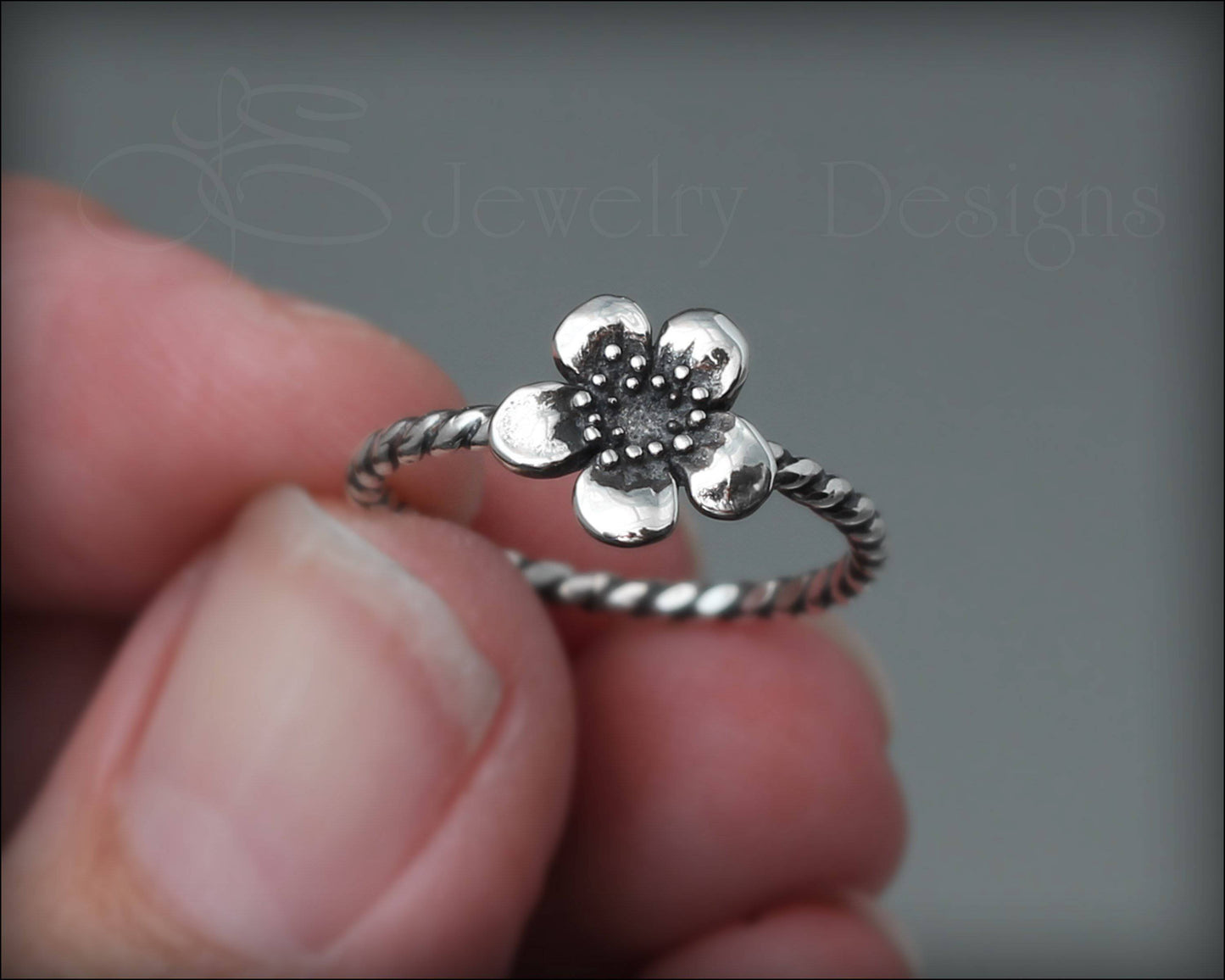 Size 7 - Sterling Plum Blossom Ring - LE Jewelry Designs