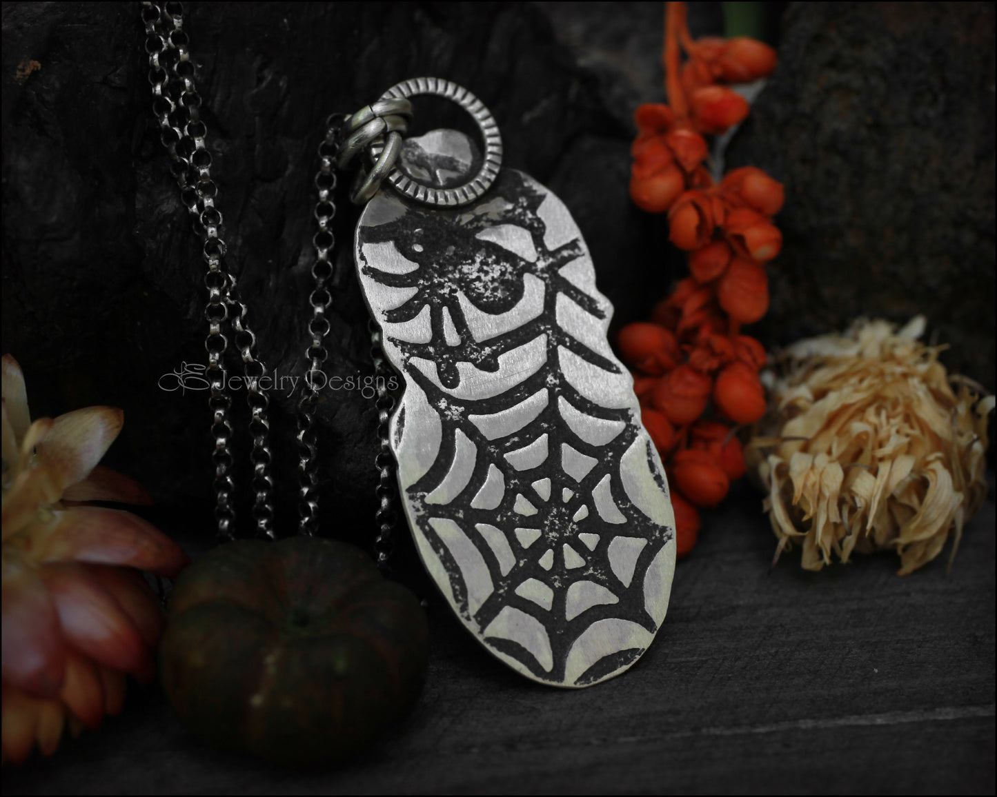 Sterling Silver Pumpkin Obsidian Pendant - LE Jewelry Designs