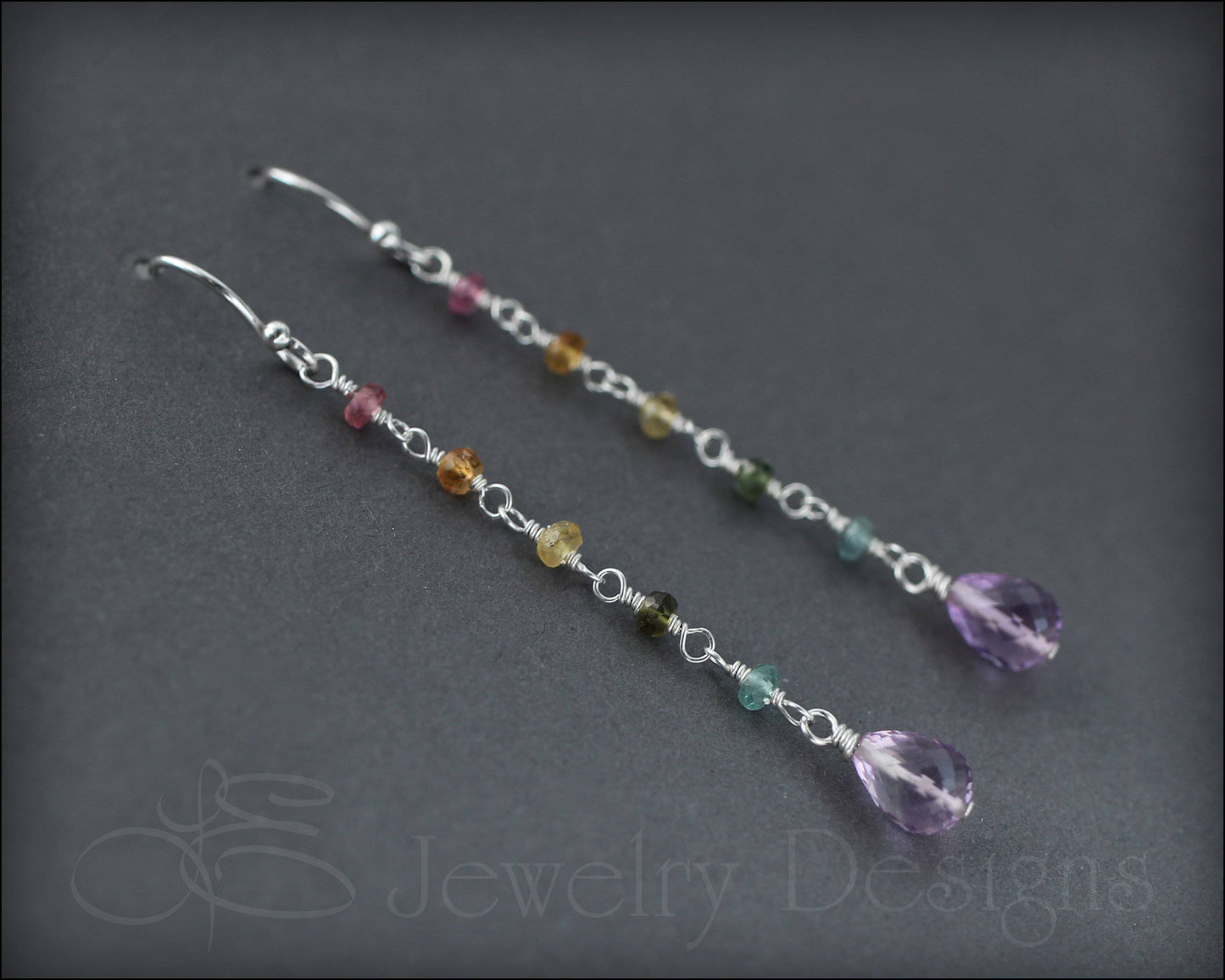 Rainbow Tourmaline Drop Earrings - LE Jewelry Designs