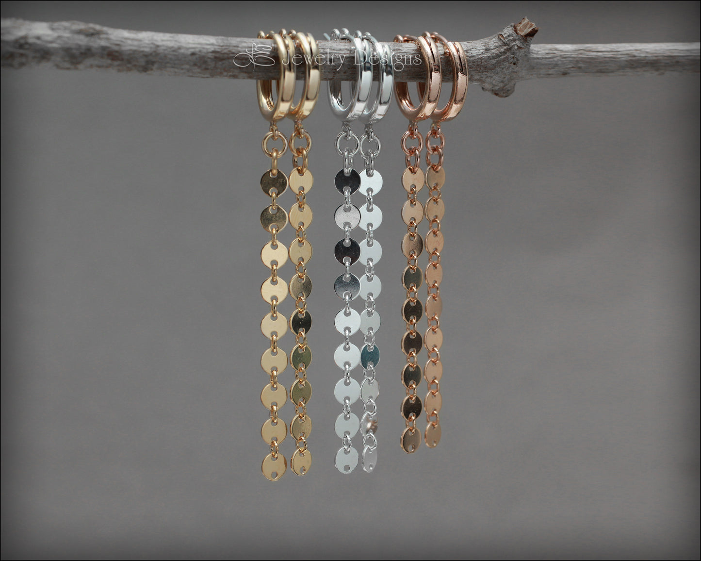 Sequin Chain Hoop Earrings (sterling, 14k gold-filled) - LE Jewelry Designs