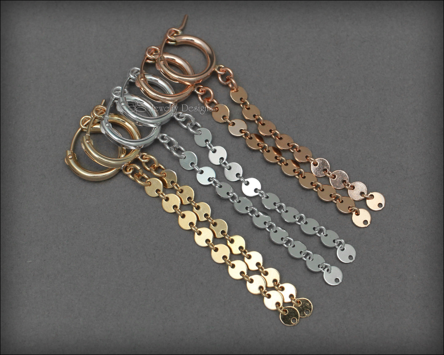 Sequin Chain Hoop Earrings (sterling, 14k gold-filled) - LE Jewelry Designs