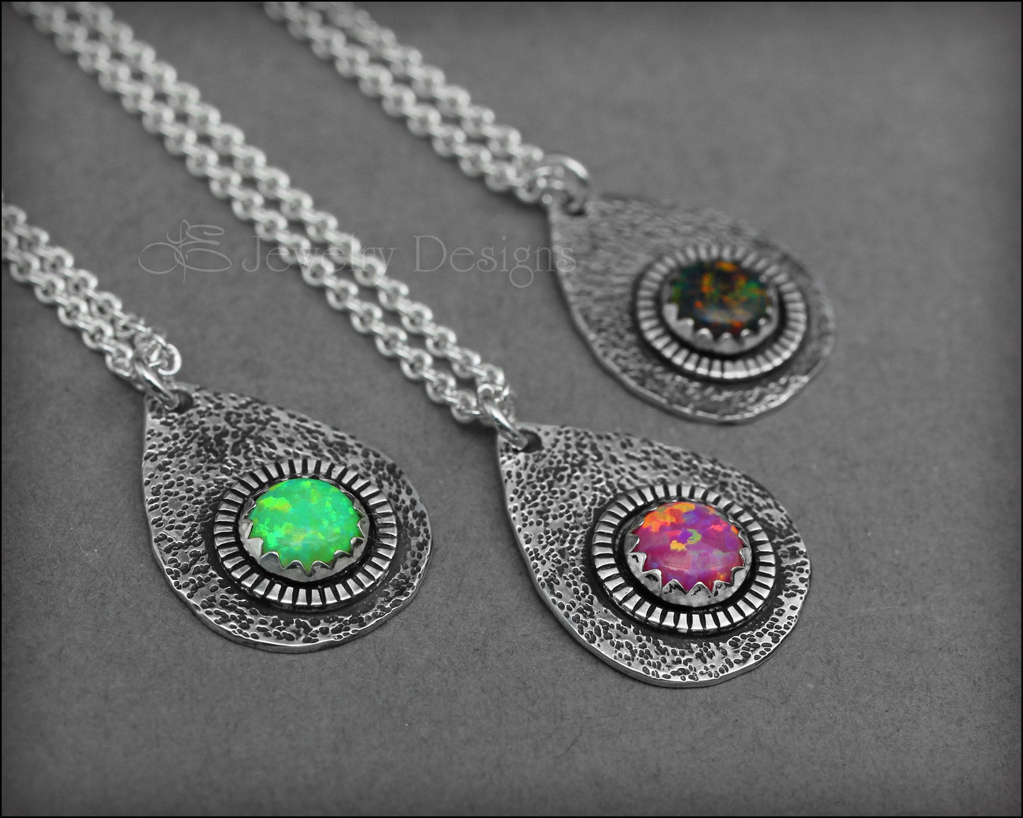 Opal Artisan Teardrop Necklace - (choose color) - LE Jewelry Designs