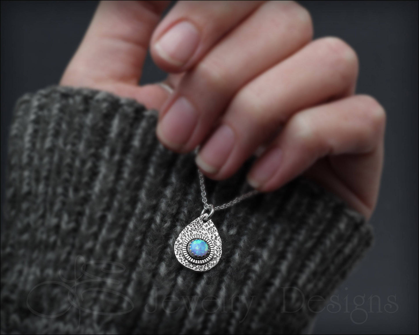 Opal Artisan Teardrop Necklace - (choose color) - LE Jewelry Designs