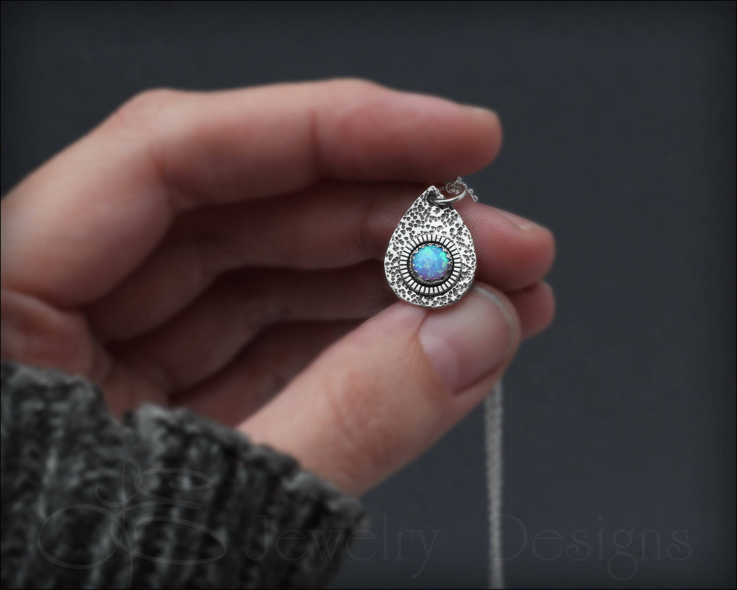 Opal Artisan Teardrop Necklace - (choose color) - LE Jewelry Designs