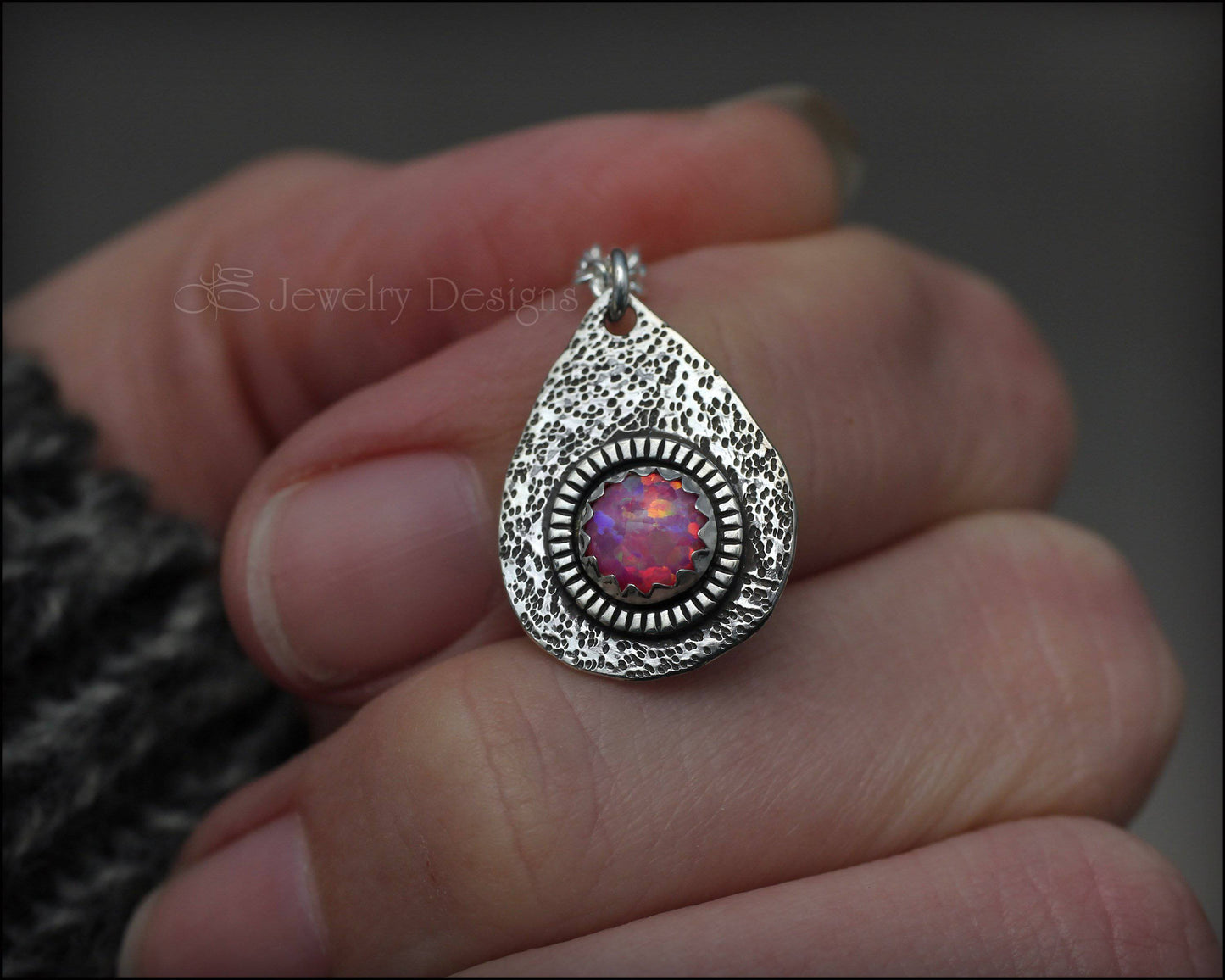 Opal Artisan Teardrop Necklace - (choose color) - LE Jewelry Designs