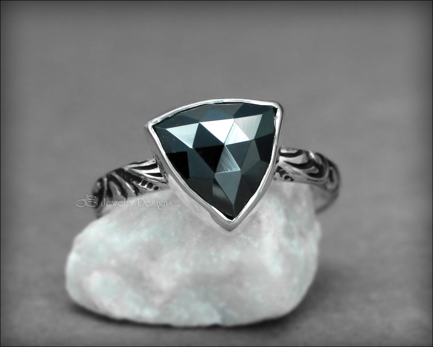 Trillion Rose Cut Hematite Ring - LE Jewelry Designs