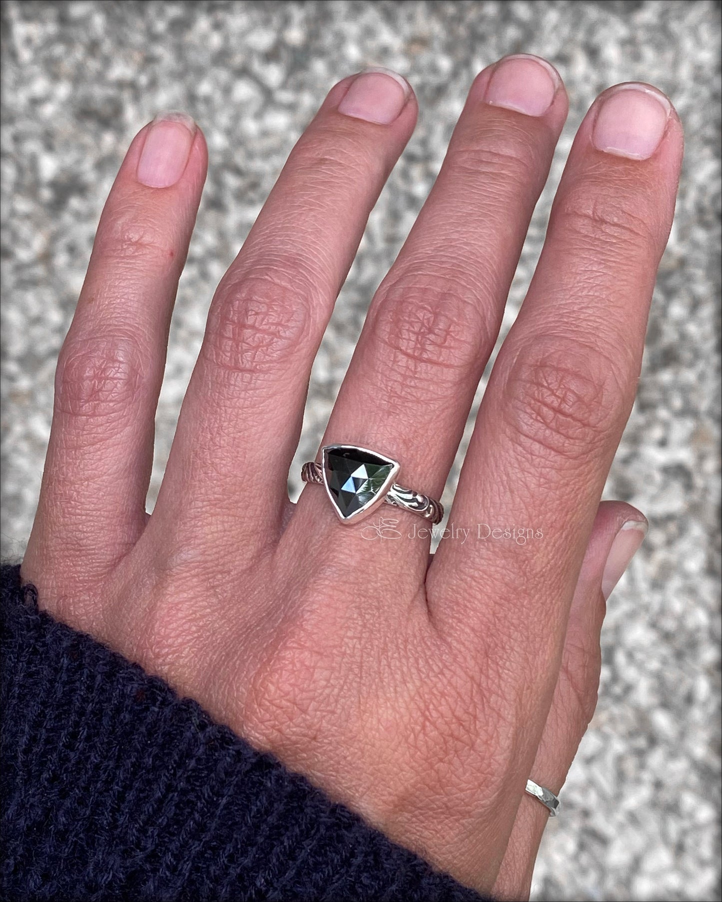 Trillion Rose Cut Hematite Ring - LE Jewelry Designs