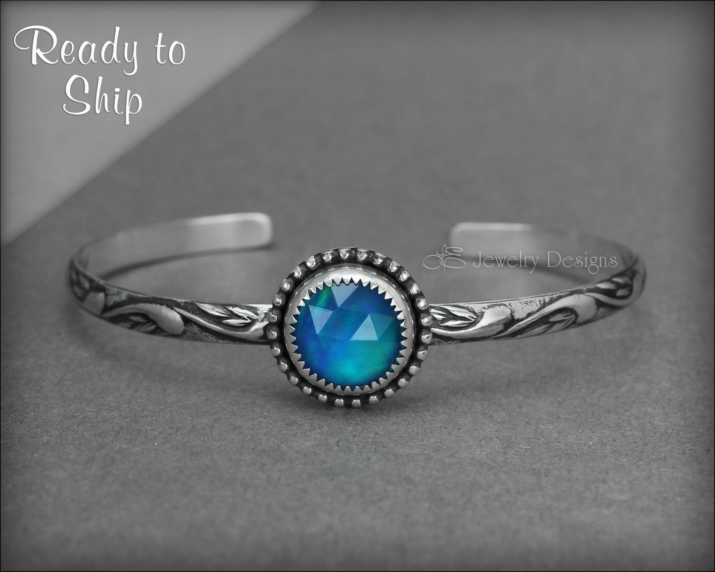 Load image into Gallery viewer, Sterling Silver Aurora Opal Cuff - LE Jewelry Designs
