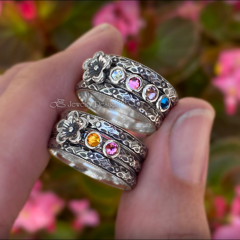 
                  
                    Floral Birthstone Ring Set - (choose # of stones) - LE Jewelry Designs
                  
                