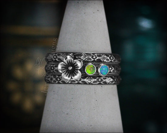 Floral Birthstone Ring Set - (choose # of stones) - LE Jewelry Designs