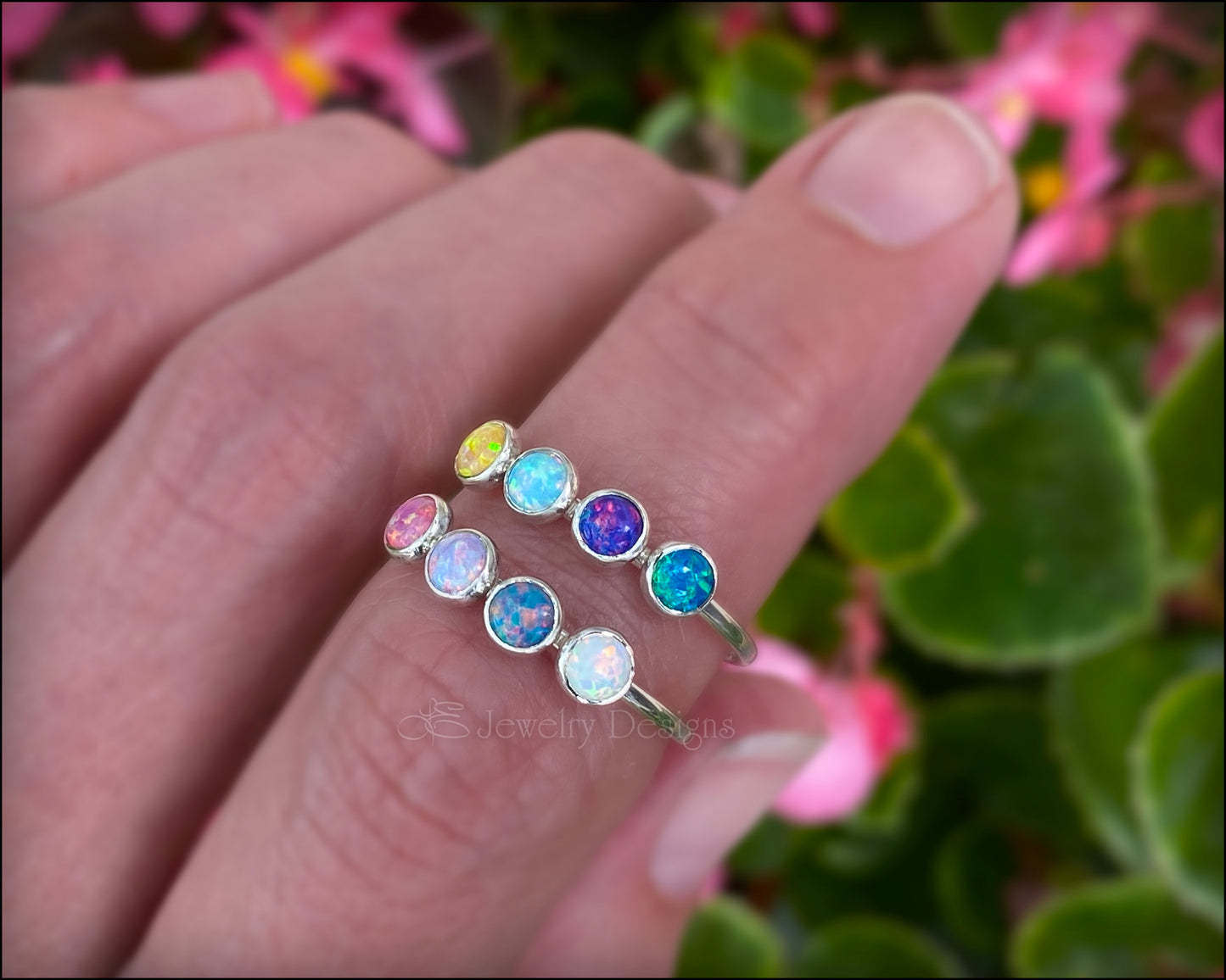 Load image into Gallery viewer, Sterling Silver 4-Stone Ring - (birthstones/opals) - LE Jewelry Designs
