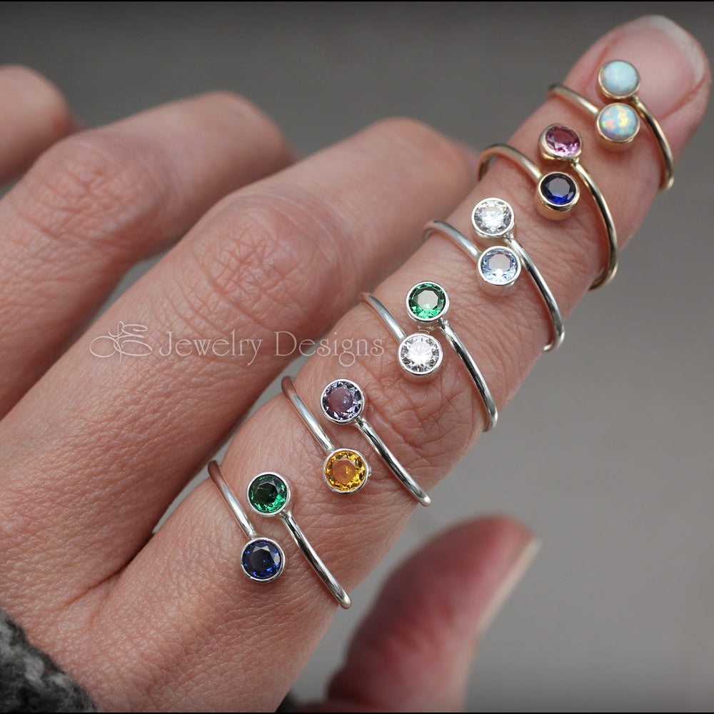 
                  
                    Dual Birthstone Ring (4mm) - LE Jewelry Designs
                  
                