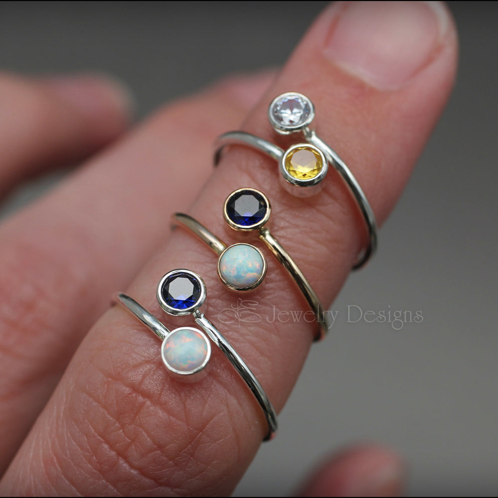 
                  
                    Dual Birthstone Ring (4mm) - LE Jewelry Designs
                  
                