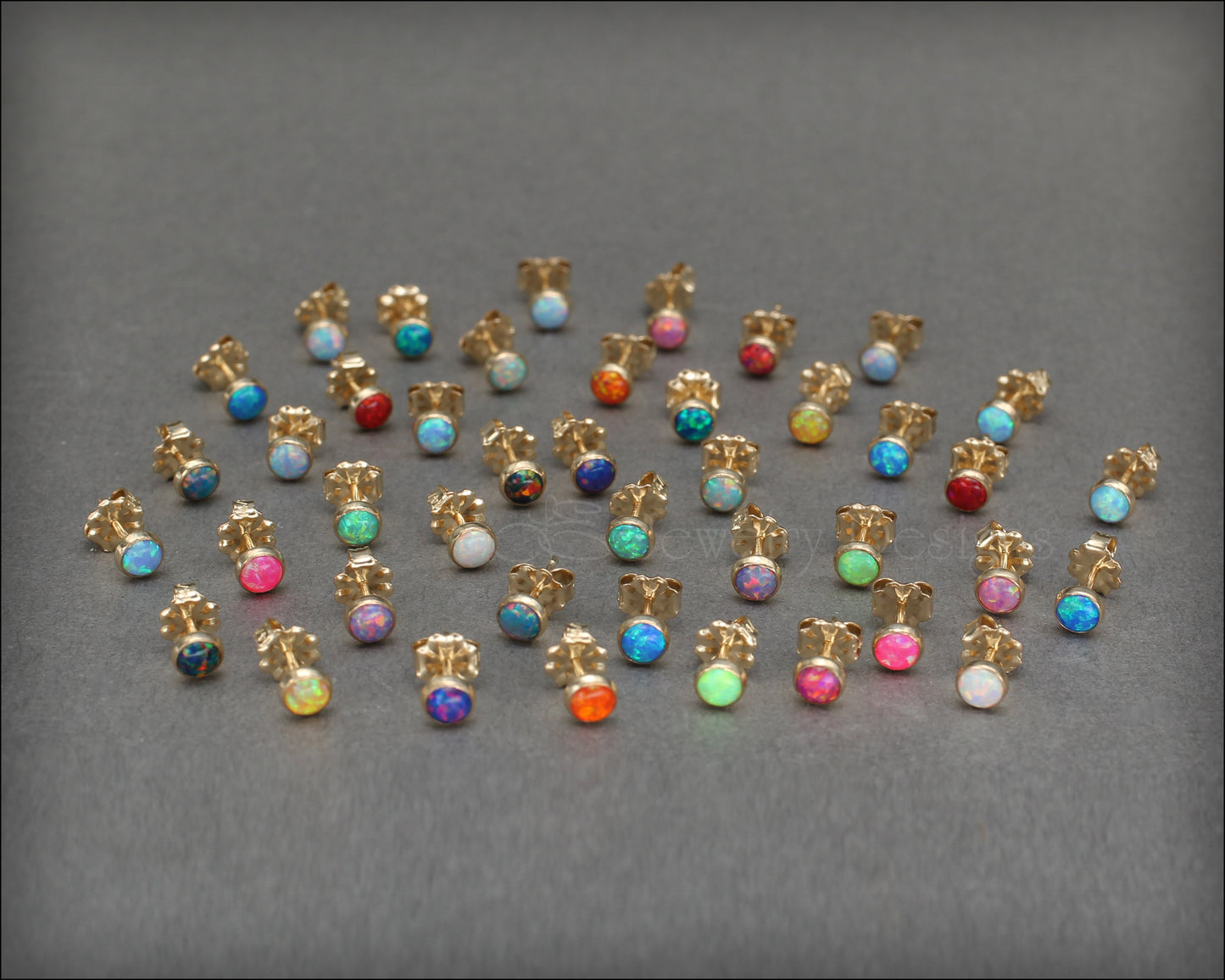 Gold Opal Stud Earrings (4mm) - LE Jewelry Designs