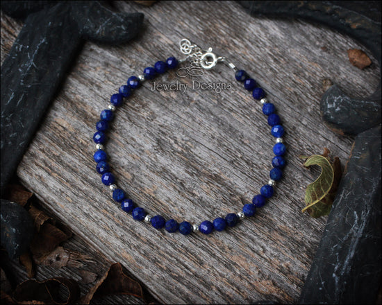 Dainty Blue Lapis Lazuli Bracelet - (silver or gold)