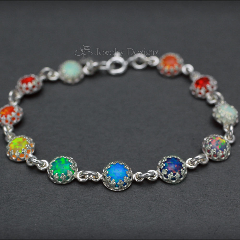 
                  
                    Sterling Silver Opal Link Bracelet (choose colors) - LE Jewelry Designs
                  
                