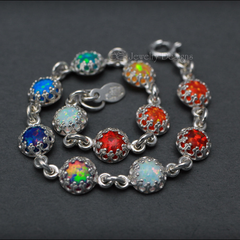 
                  
                    Sterling Silver Opal Link Bracelet (choose colors) - LE Jewelry Designs
                  
                