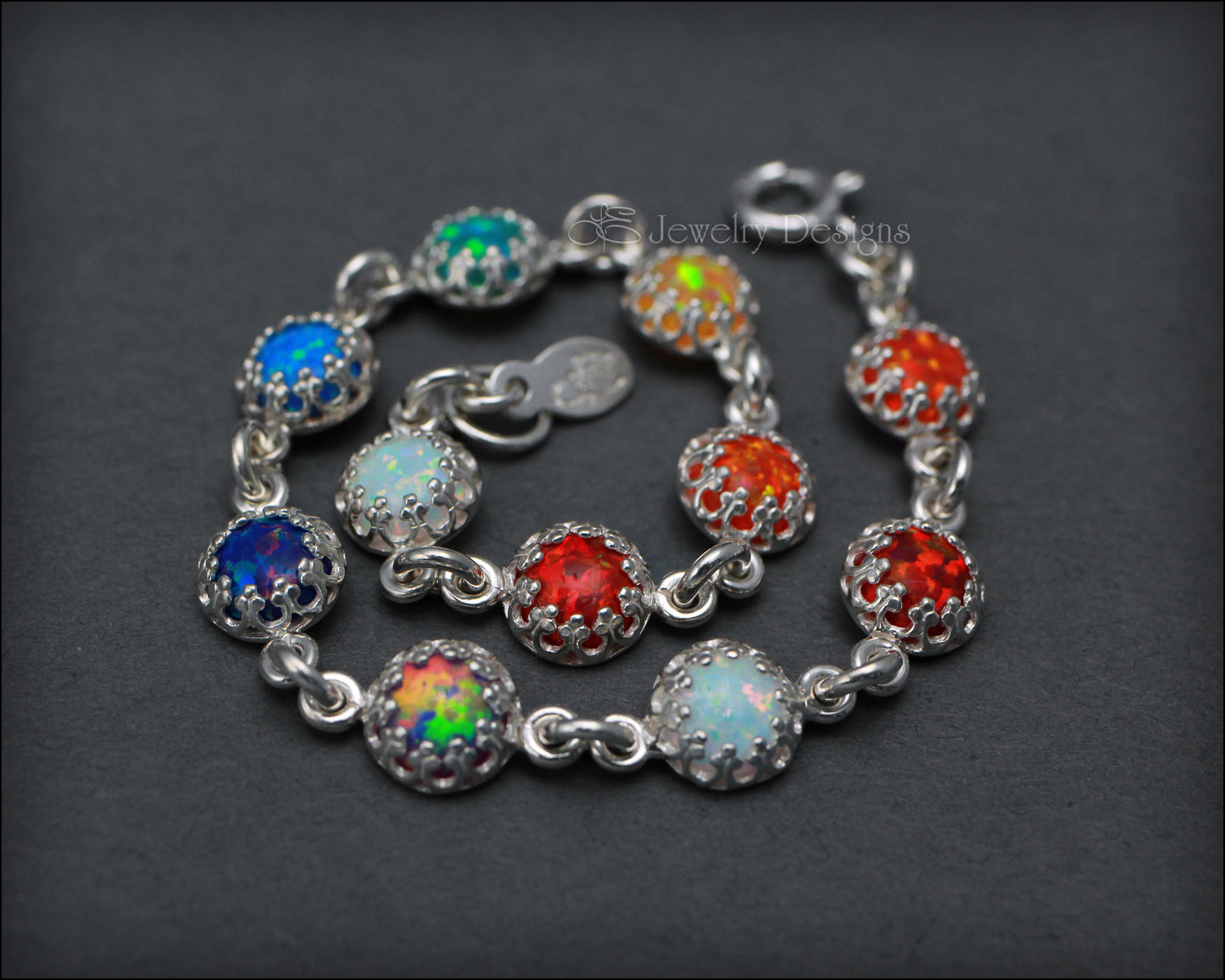 Sterling Silver Opal Link Bracelet (choose colors) - LE Jewelry Designs