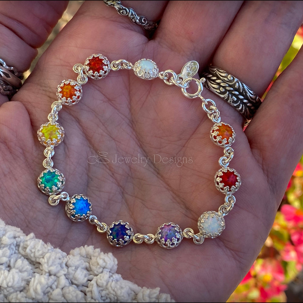 
                  
                    Sterling Silver Opal Link Bracelet (choose colors) - LE Jewelry Designs
                  
                