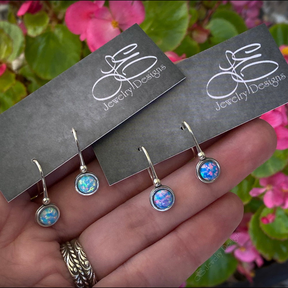 Sterling Silver Opal Drop Earrings - LE Jewelry Designs