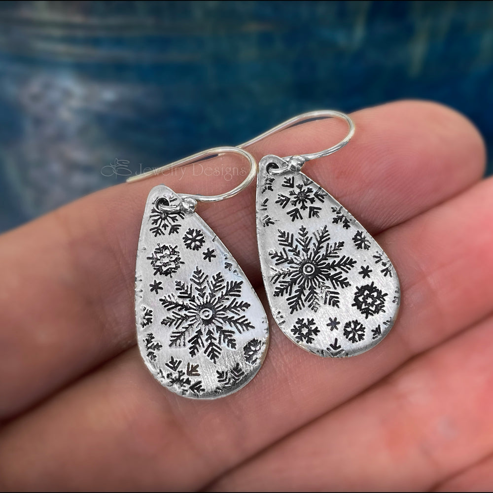 
                  
                    Sterling Snowflake Teardrop Earrings - LE Jewelry Designs
                  
                