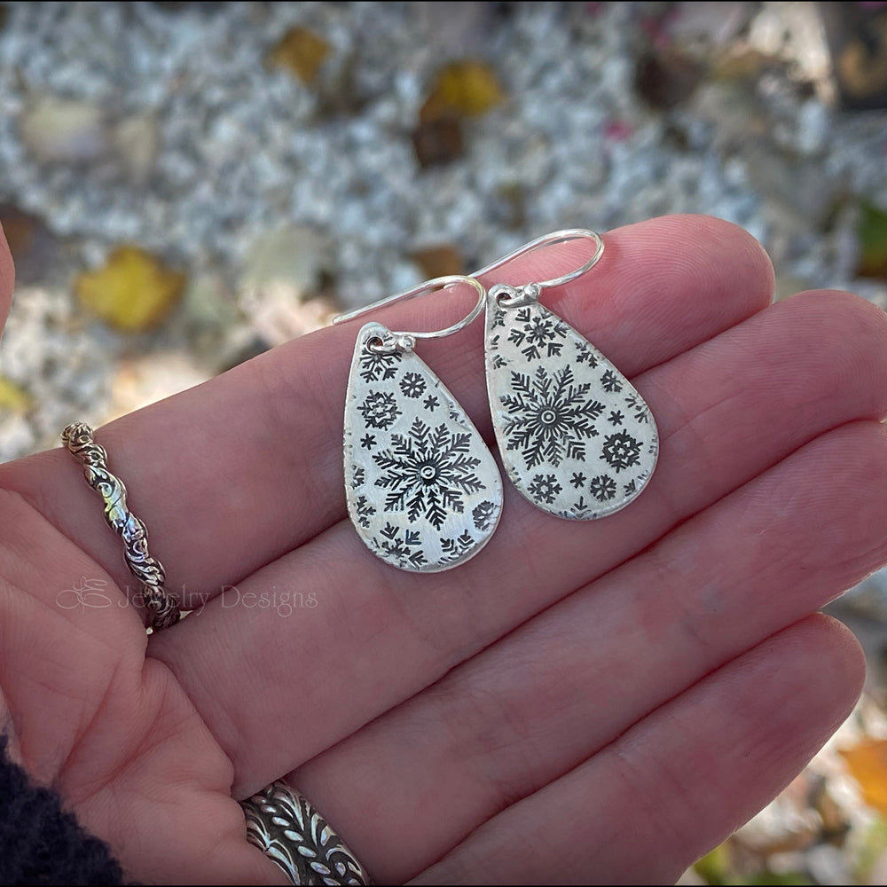 
                  
                    Sterling Snowflake Teardrop Earrings - LE Jewelry Designs
                  
                