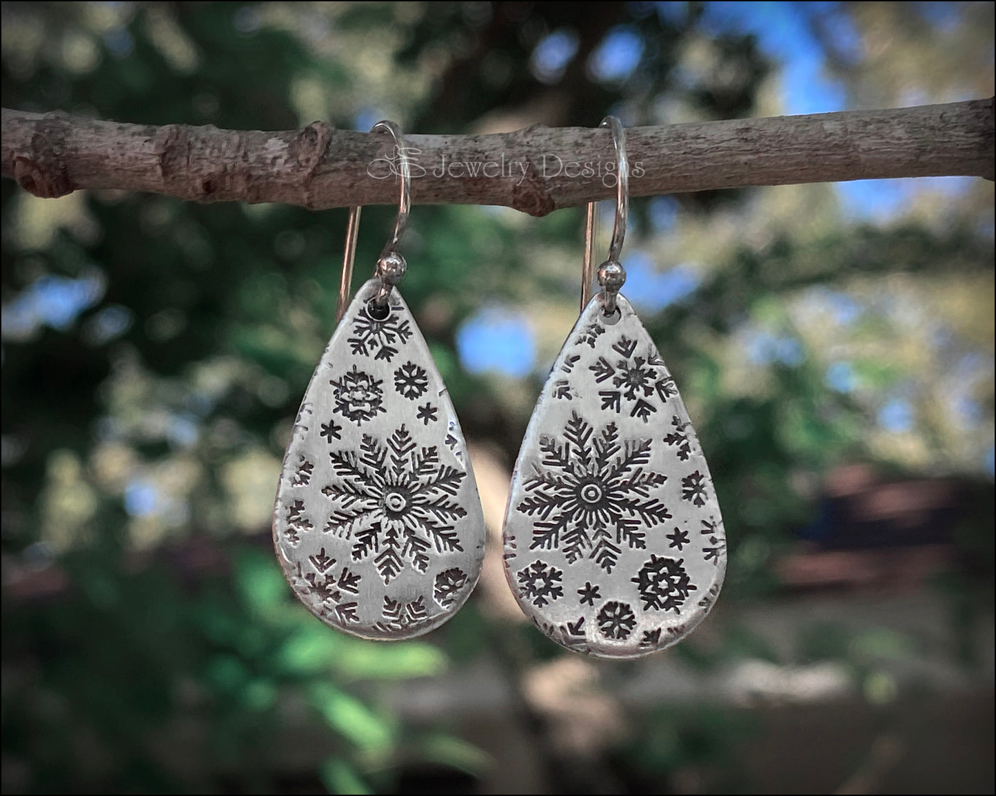 Sterling Snowflake Teardrop Earrings - LE Jewelry Designs