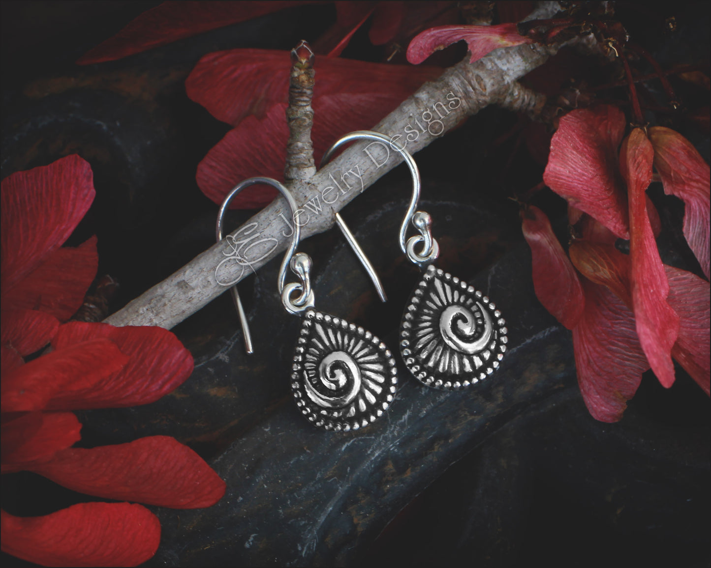 Sterling Spiral Teardrop Earrings - LE Jewelry Designs