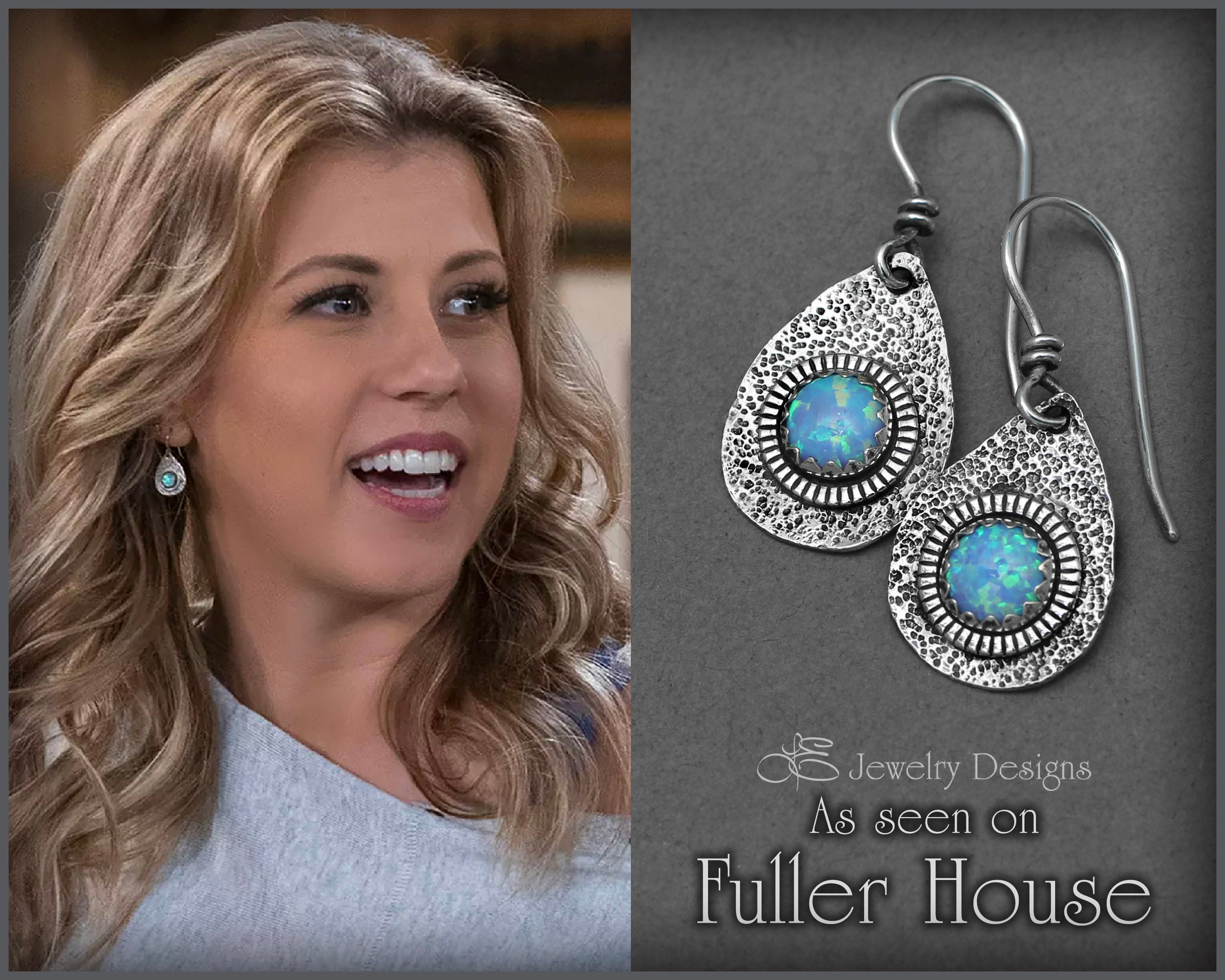 Artisan Opal Teardrop Earrings - (as seen on 'Fuller House