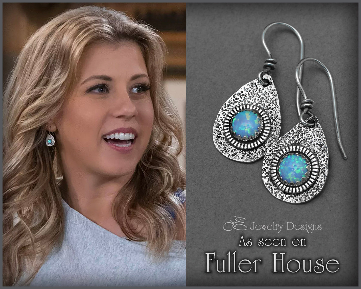 Artisan Opal Teardrop Earrings - (as seen on 'Fuller House') - LE Jewelry Designs