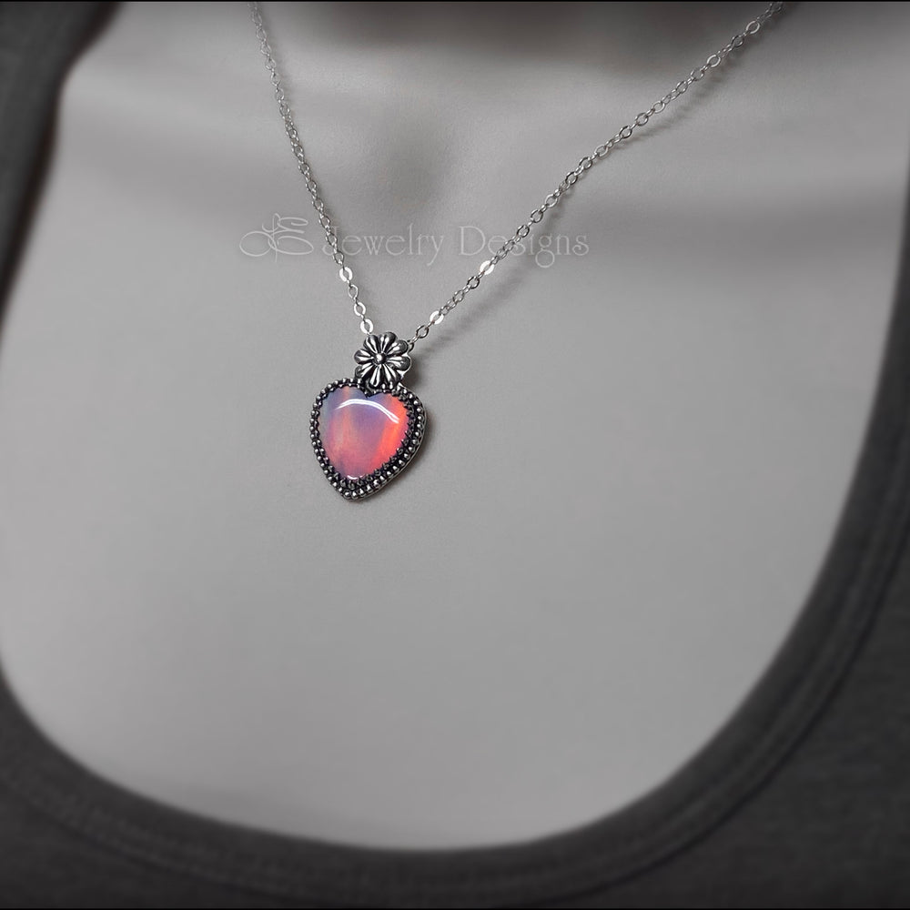 
                  
                    Sterling Aurora Opal Heart & Daisy Necklace - LE Jewelry Designs
                  
                