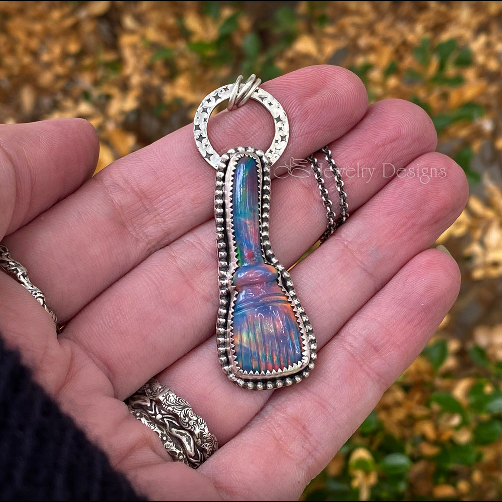 
                  
                    Sterling Aurora Opal Broom Pendant - LE Jewelry Designs
                  
                