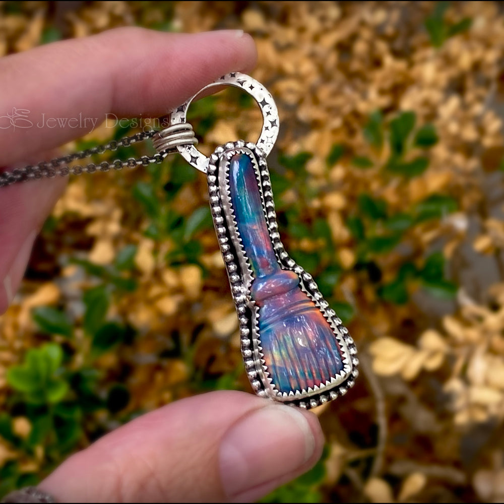 
                  
                    Sterling Aurora Opal Broom Pendant - LE Jewelry Designs
                  
                