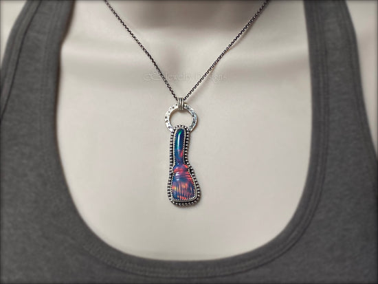 Sterling Aurora Opal Broom Pendant - LE Jewelry Designs