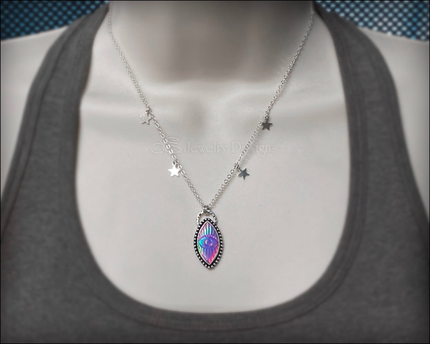 Aurora Opal Evil Eye Celestial Necklace - LE Jewelry Designs