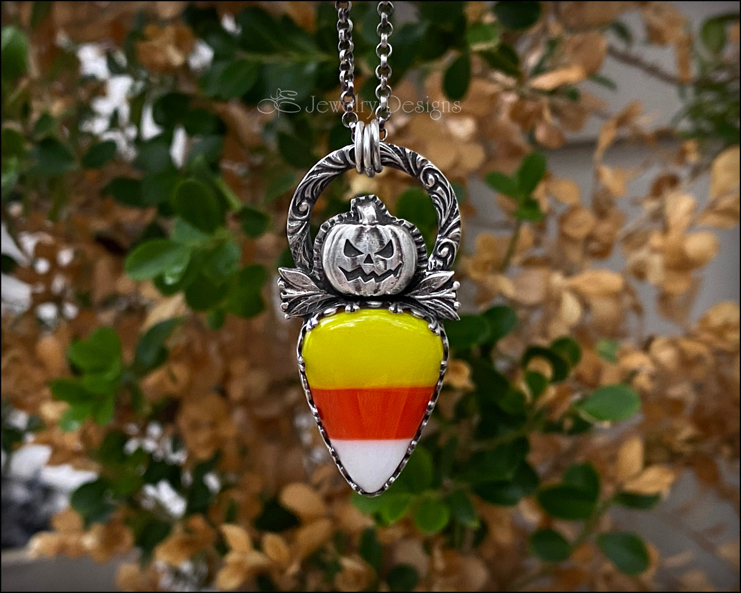 Sterling Pumpkin Candy Corn Pendant - LE Jewelry Designs