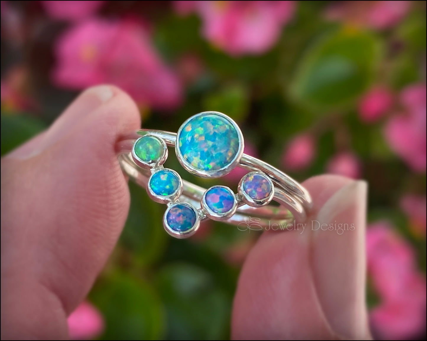 Opal Chevron Ring Set (choose your color) - LE Jewelry Designs