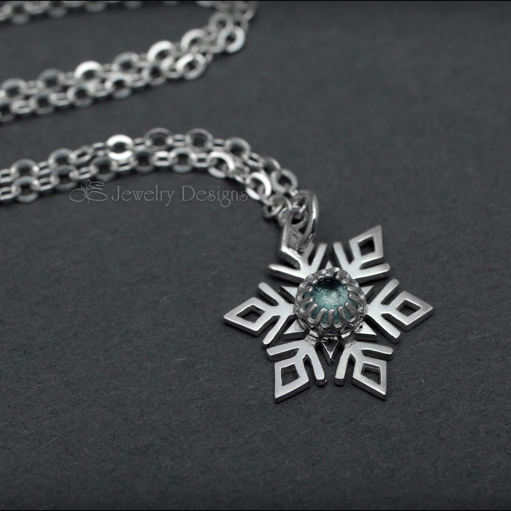 Sterling Snowflake Gemstone Necklace - ( choose stone) - LE Jewelry Designs