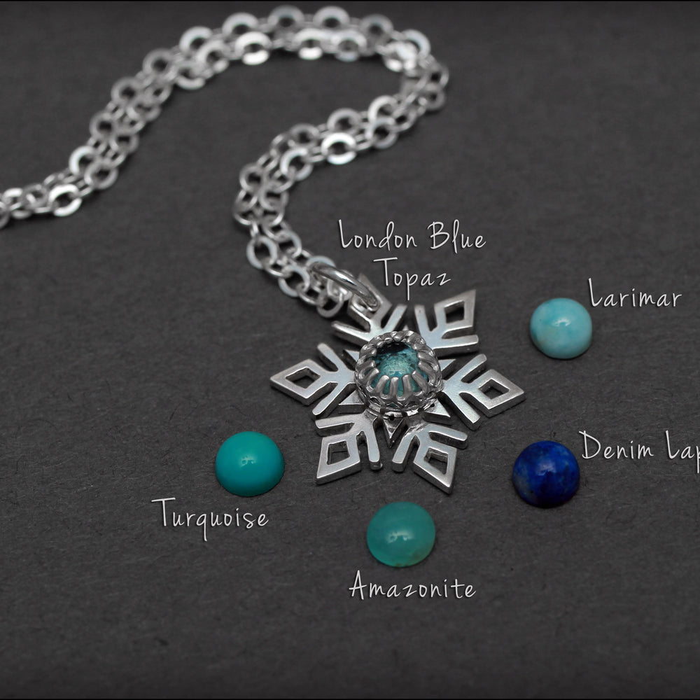 
                  
                    Sterling Snowflake Gemstone Necklace - ( choose stone) - LE Jewelry Designs
                  
                