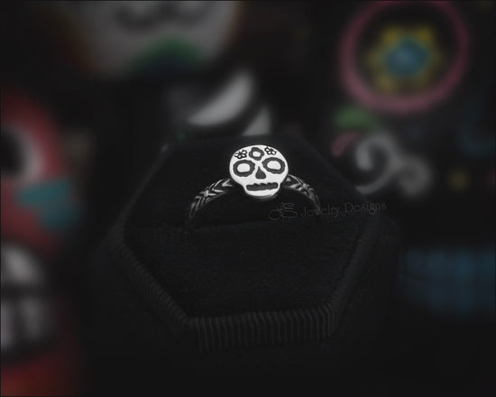 Sterling Dia de Los Muertos Sugar Skull Ring - LE Jewelry Designs