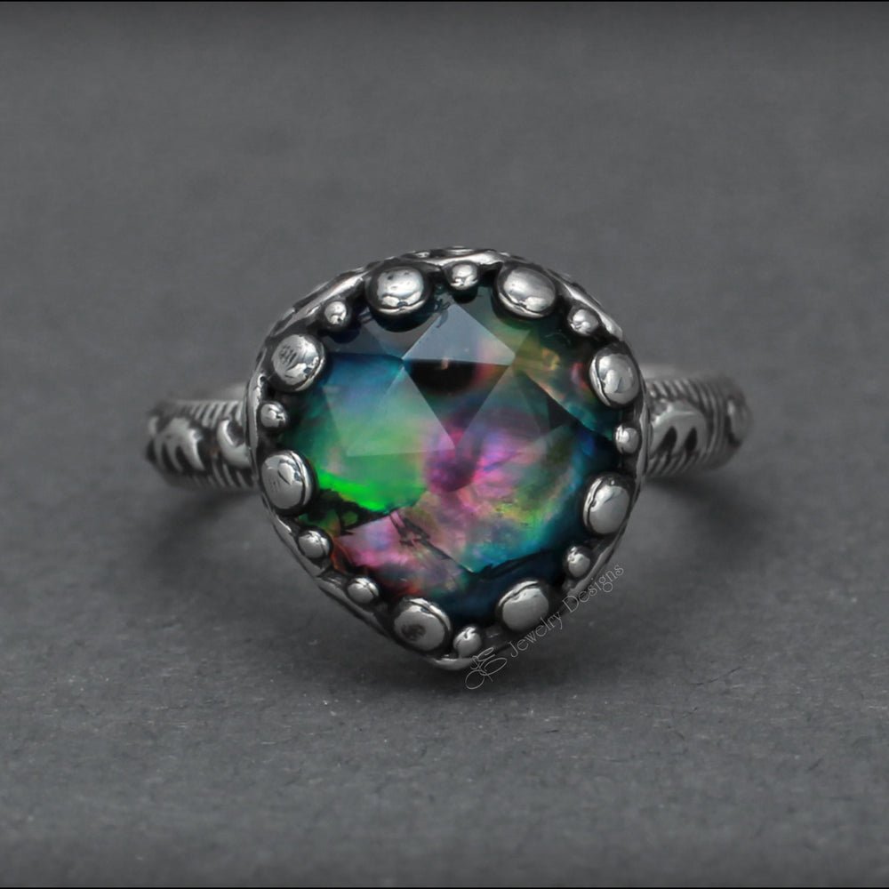 Size 7 - Sterling Dichroic Glass Ring - RTS - LE Jewelry Designs