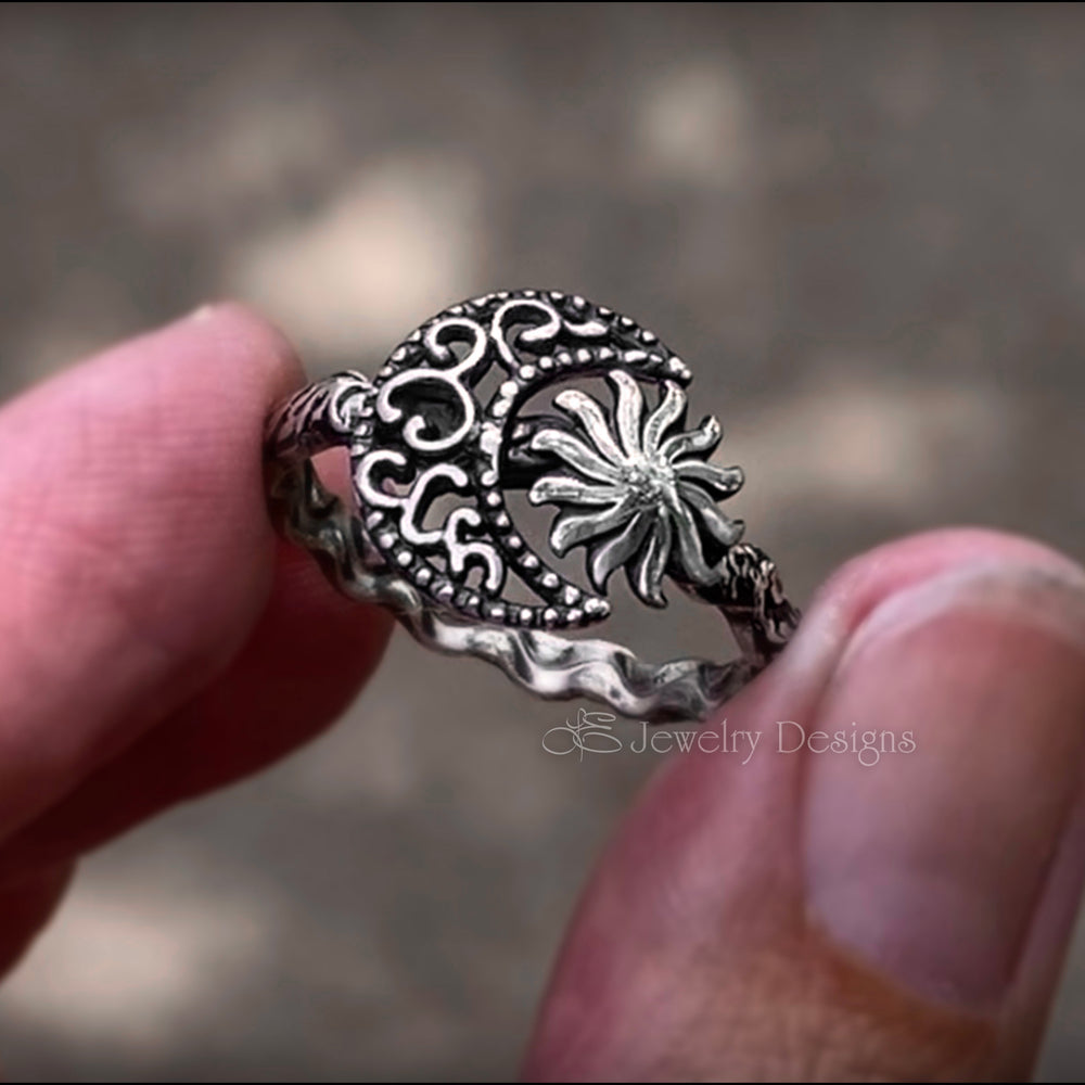 
                  
                    Sterling Filigree Moon & Sun Ring - LE Jewelry Designs
                  
                