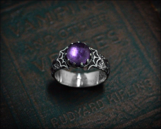 Sterling Spider Web Gemstone Ring